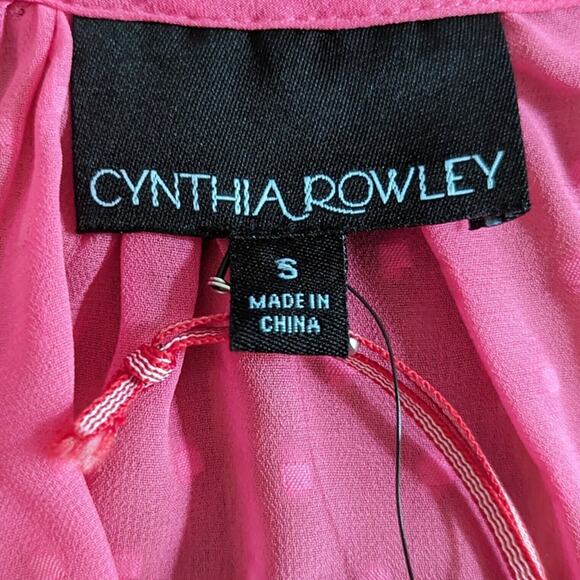 Cynthia Rowley Blouse Small Long Sleeve Sheer Pink Flowy Cottagecore Romantic - Picture 7 of 8